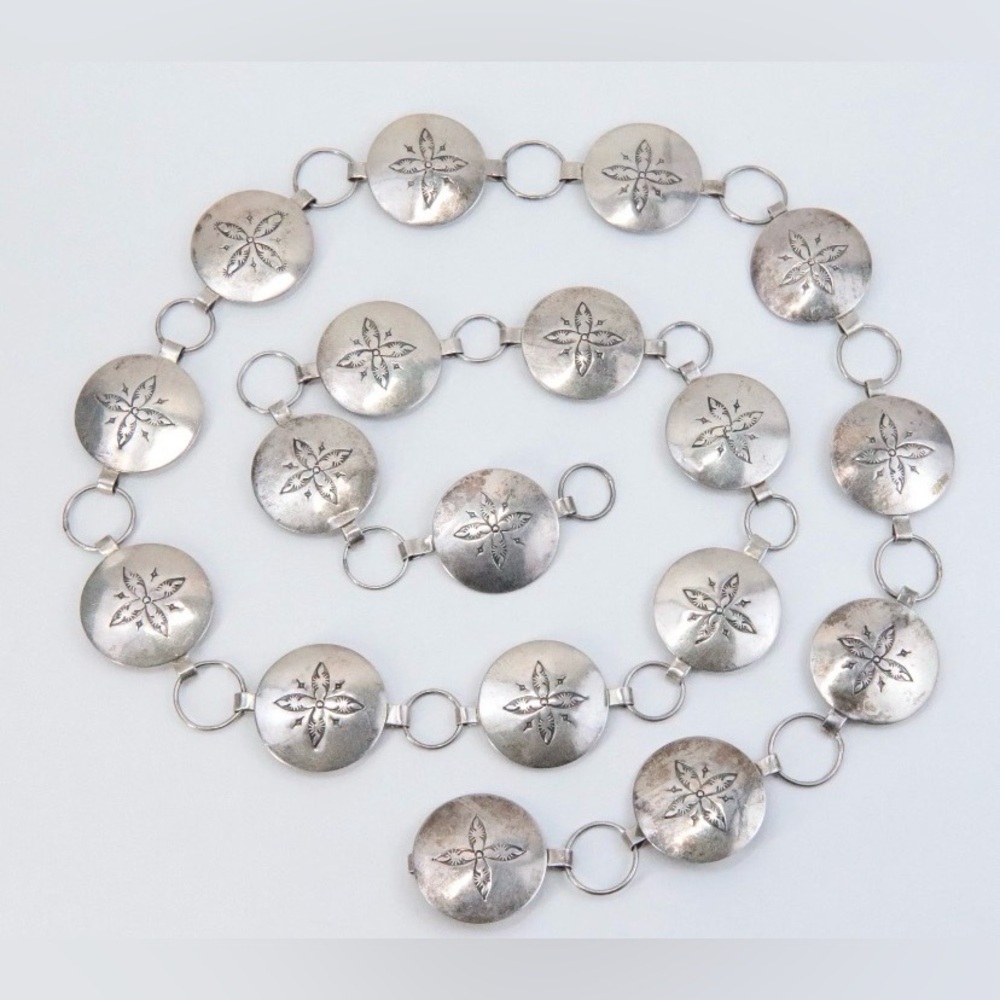 Vintage Navajo 950 Silver 47 Inch Medallion Bell